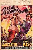 The Flame and the Arrow 1950 movie poster Burt Lancaster Virginia Mayo