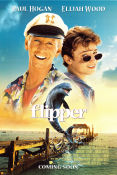 Flipper 1996 movie poster Elijah Wood Paul Hogan Jonathan Banks Alan Shapiro Fish and shark From TV