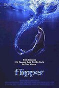 Flipper 1996 poster Elijah Wood Paul Hogan Jonathan Banks Alan Shapiro Fiskar och hajar Från TV