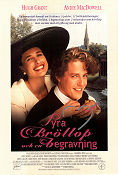 Four Weddings and a Funeral 1993 movie poster Hugh Grant Andie MacDowell James Fleet Mike Newell Romance