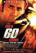 Gone in 60 Seconds 2000 movie poster Nicolas Cage Giovanni Ribisi Angelina Jolie Dominic Sena Cars and racing