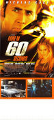 Gone in 60 Seconds 2000 movie poster Nicolas Cage Giovanni Ribisi Angelina Jolie Dominic Sena Cars and racing
