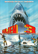 Jaws 3-D 1983 movie poster Dennis Quaid Bess Armstrong Simon MacCorkindale Joe Alves Fish and shark 3-D