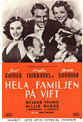 Hela familjen på vift 1938 poster Janet Gaynor Douglas Fairbanks Jr Paulette Goddard Roland Young Billie Burke Richard Wallace