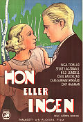 Hon eller ingen 1934 poster Inga Tidblad Sture Lagerwall Carl Barcklind Nils Lundell Emy Hagman Gösta Rodin