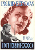 Intermezzo: A Love Story 1939 movie poster Ingrid Bergman Leslie Howard Edna Best Gregory Ratoff Instruments Eric Rohman art Romance