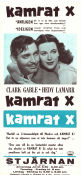 Comrade X 1940 movie poster Clark Gable Hedy Lamarr Oskar Homolka King Vidor