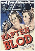 Captain Blood 1935 movie poster Errol Flynn Olivia de Havilland Basil Rathbone Adventure and matine