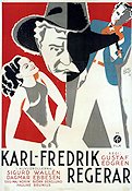 Karl-Fredrik regerar 1934 movie poster Sigurd Wallén Dagmar Ebbesen Gull-Maj Norin Poster artwork: Birger Lundqvist Art Deco Politics