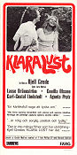 Klara lust 1972 movie poster Brasse Brännström Gunilla Olsson Carl-Gustaf Lindstedt Agneta Prytz Kjell Grede