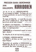 Korridoren 1968 movie poster Per Ragnar Agneta Ekmanner Ann Norstedt Jan Halldoff