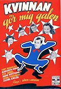 Kvinnan gör mig galen 1949 movie poster Curt Masreliez Margaretha Fahlén Stig Järrel Börje Larsson