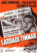 Laddade timmar 1954 poster Jack Hawkins Elizabeth Allan Eva Bartok Gordon Parry Tidningar