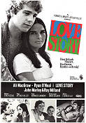 Love Story 1970 movie poster Ali MacGraw Ryan O´Neal John Marley Ray Milland Arthur Hiller Romance