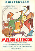 Melodi på lergök 1945 poster Viveka Linder Fritiof Billquist Toivo Pawlo Gösta Folke Find more: Riksteatern Find more: Theater