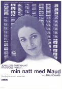 Ma nuit chez Maud 1969 movie poster Jean-Louis Trintignant Francoise Fabian Marie-Christine Barrault Eric Rohmer