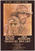 The Missouri Breaks 1976 movie poster Marlon Brando Jack Nicholson Randy Quaid Arthur Penn