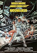Moonraker 1979 movie poster Roger Moore Richard Kiel Lois Chiles Michael Lonsdale Lewis Gilbert Spaceships