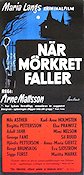 När mörkret faller 1960 movie poster Nils Asther Karl-Arne Holmsten Birgitta Pettersson Arne Mattsson Writer: Maria Lang