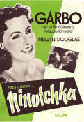 Ninotchka 1939 movie poster Greta Garbo Melvyn Douglas Ina Claire Bela Lugosi Felix Bressart Ernst Lubitsch Writer: Billy Wilder