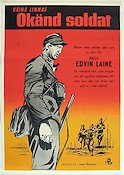 Tuntematon sotilas 1955 movie poster Kosti Klemelä Heikki Savolainen Edvin Laine Writer: Väinö Linna War Finland