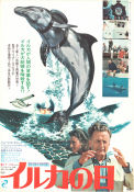 The Day of the Dolphin 1973 movie poster George C Scott Trish Van Devere Paul Sorvino Mike Nichols Diving Fish and shark