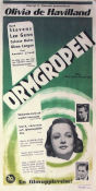 Ormgropen 1948 poster Olivia de Havilland Mark Stevens Leo Genn Anatole Litvak Ormar