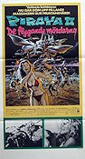Piranha 2 1982 movie poster Tricia O´Neil Lance Henriksen James Cameron Fish and shark Beach