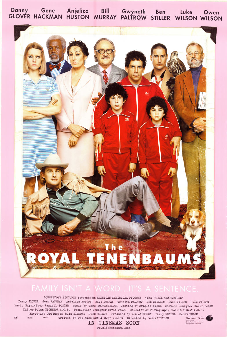 The Royal Tenenbaums 2001 movie poster Danny Glover Gene Hackman Bill Murray Gwyneth Paltrow Ben Stiller Owen Wilson Wes Anderson