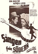 Sången från södern 1939 poster Don Ameche Andrea Leeds Al Jolson Sidney Lanfield Musikaler Instrument