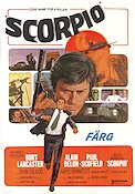 Scorpio 1973 movie poster Burt Lancaster Alain Delon Paul Scofield Michael Winner Guns weapons Agents