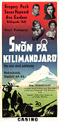 The Snows of Kilimanjaro 1952 movie poster Gregory Peck Susan Hayward Ava Gardner Henry King Find more: Africa Writer: Ernest Hemingway Mountains