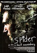 Spider 2002 movie poster Ralph Fiennes Miranda Richardson Gabriel Byrne David Cronenberg Insects and spiders