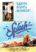 Splash 1984 movie poster Tom Hanks Daryl Hannah Eugene Levy Ron Howard Fish and shark Beach