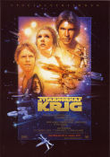 Stjärnornas krig 1977 poster Mark Hamill Harrison Ford Carrie Fisher Alec Guinness Peter Cushing George Lucas Affischkonstnär: Drew Struzan Hitta mer: Star Wars