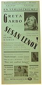 Susan Lenox 1932 movie poster Greta Garbo Clark Gable