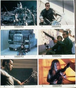 Terminator 2: Judgment Day 1991 lobby card set Arnold Schwarzenegger Linda Hamilton Edward Furlong Robert Patrick Earl Boen James Cameron Motorcycles Guns weapons