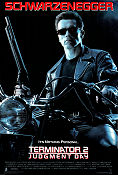 Terminator 2: Judgment Day 1991 movie poster Arnold Schwarzenegger Linda Hamilton Edward Furlong Robert Patrick Earl Boen James Cameron Motorcycles Guns weapons