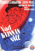 Vad kvinnan vill 1954 poster Charles Laughton John Mills Brenda de Banzie David Lean