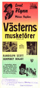 Västerns musketörer 1940 poster Errol Flynn Miriam Hopkins Randolph Scott Humphrey Bogart Michael Curtiz