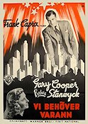 Meet John Doe 1941 movie poster Gary Cooper Barbara Stanwyck Frank Capra