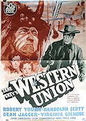 Western Union 1941 movie poster Robert Young Randolph Scott Dean Jagger Fritz Lang
