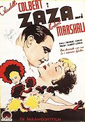 Zaza 1938 movie poster Claudette Colbert Herbert Marshall